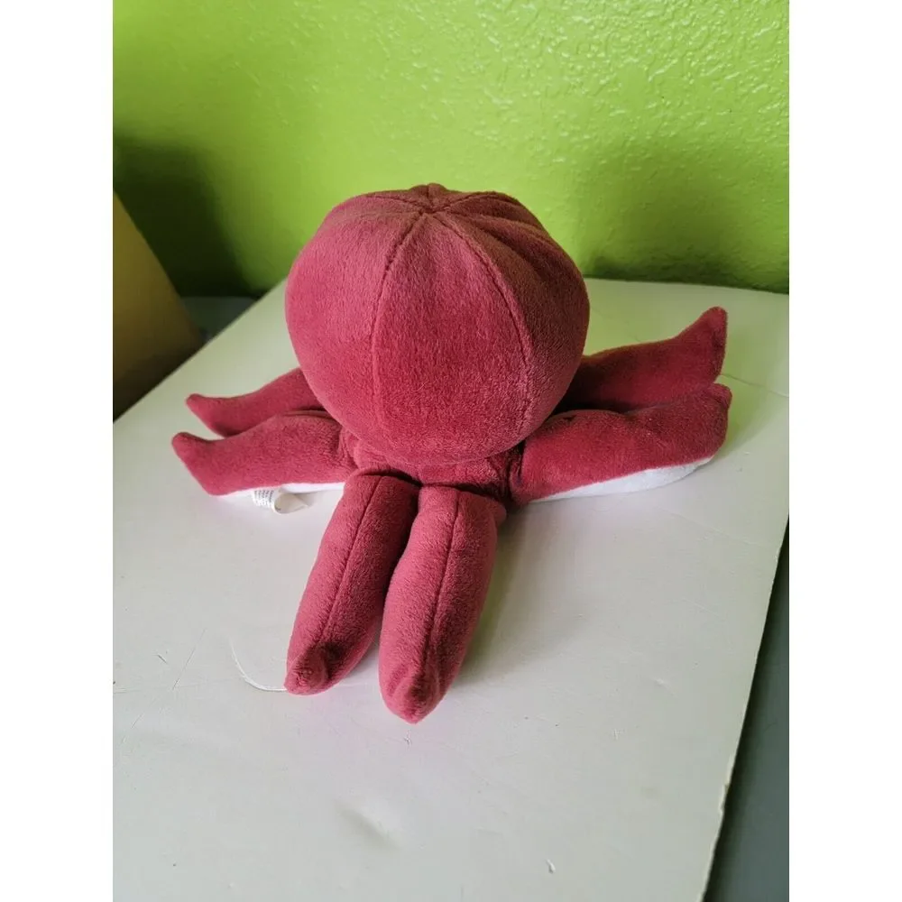 Vintage Red Octopus Diamond Plush Stuffed Toy VTG